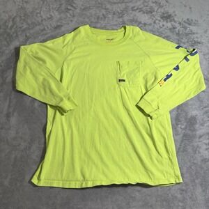 Ariat Rebar Mens Long Sleeve Hi Vis Work Shirt Size 2XL Neon Yellow Pocket